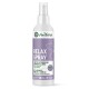 AniForte Relax Spray-Flasche — lila Sprühflasche mit Aufschrift ‚RELAX SPRAY‘ und ‚Sanfte Entspannung & innere Balance‘, mit Lavendel, Vanille & Kamille.