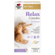 Doppelherz Relax Complex für Katzen, mit einer entspannten orangefarbenen Katze. Zutaten: Lachsöl, L-Tryptophan, Magnesium, Alpha-Casozepin, B-Vitamine.