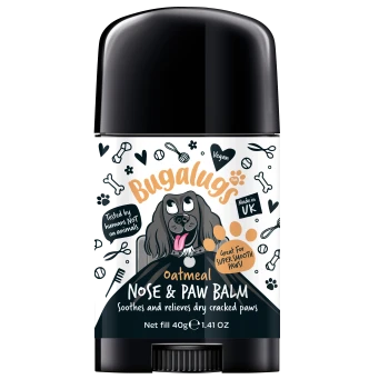 Bugalu Hafer-Nasen- und Pfotenbalsam für Hunde, beruhigt trockene, rissige Pfoten, vegan, hergestellt in Großbritannien, 40 g Stick.