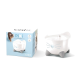 Fontaine à boire pour chat Catit Pixi en blanc et gris, avec une boîte présentant un chat et des détails sur le produit.