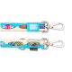 Blau-beige Hundeleine mit Surfbrett-Designs, Metallclips und „Max & Molly Urban Pets“ Etikett.