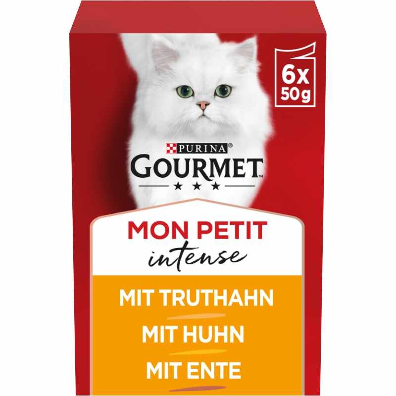 GOURMET Mon Petit Intense 8 x 6 x 50 g au canard, au poulet, à la dinde
