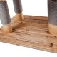 Holz-Kratzbaum für Katzen mit zwei stabilen, mit Seil umwickelten Säulen auf einer Holzbasis.