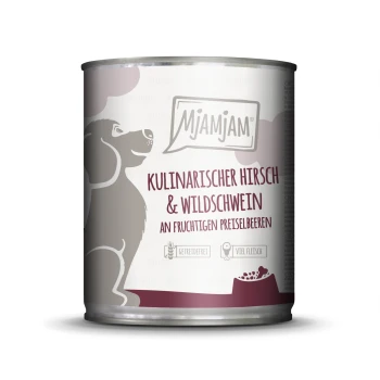 Nassfutter Hund Adult kulinarischer Hirsch & Wildschwein an fruchtigen Preiselbeeren 6x800 g