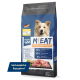 Blau-schwarze 12-kg-Tüte Nutri QM Meat Sensitive Chicken Hundefutter mit Hundeabbildung und Angaben zum Proteingehalt.