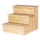 Holz-Haustiertreppen mit drei Stufen, mit einer strukturierten Oberfläche für Halt und Stauraumschubladen darunter.