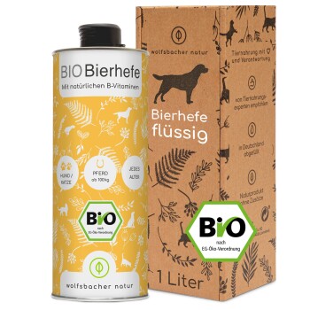 Flüssige organische Bierhefe für Haustiere, mit natürlichen B-Vitaminen, geeignet für Hunde und Katzen jeden Alters, 1 Liter Verpackung.