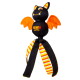 Black and orange KONG Wubba bat dog toy with wings, smiling face and long striped tails, 'KONG Wubba' logo on body.