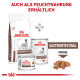Royal Canin Gastrointestinal Haustierfutter: eine Tüte Trockenfutter und zwei Mousse-Dosen, beschriftet mit "Gastrointestinal" und "Auch als Feuchtnahrung erhältlich."