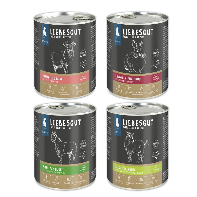 LIEBESGUT Hundefutter Friss-dich-satt Paket Sensitiv 24 x 800 g