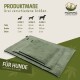 Grüne Cord-Hundebetten in drei Größen mit Maßen, beschriftet mit "Produktmaße" und "Für Hunde" von Mümmí von Rohrschneider.