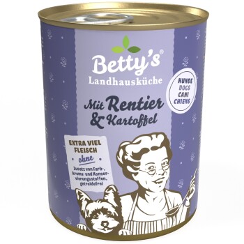 Betty’s Landhausküche mit Rentier & Kartoffel 6 x 400g für Hund