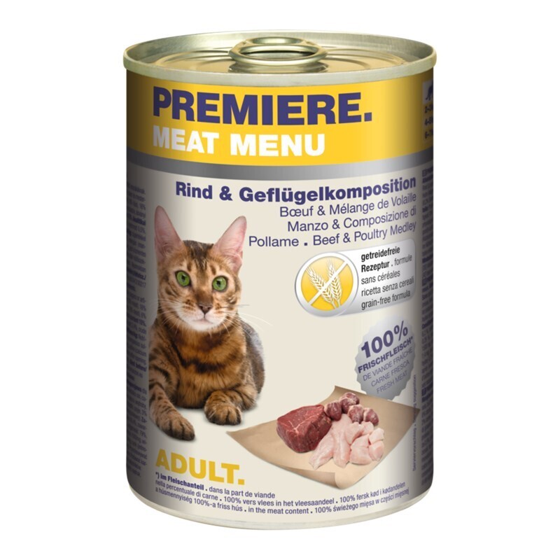 PREMIERE Vleesmenu Volwassen Rund & Gevogelte mix 6x400 g