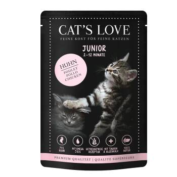 Katzenfutter Katze Junior in Gelee Huhn mit Algenkalk und Distelöl 12x85 g