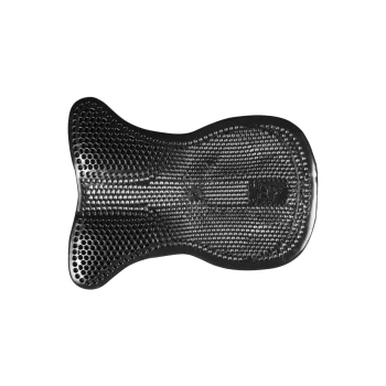 Schwarze Gummibürste zur Haustierpflege mit strukturiertem Griff und fischförmigem Design, ideal zum Entfernen von losem Fell.