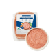 Haustierfutterverpackung mit der Aufschrift "Komplettmenü Huhn mit Gemüse", die eine 500g Portion Hühner- und Gemüsemischung zeigt, mit einer Schüssel des Produkts daneben.