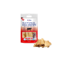 Natürliche Hundekauartikel Bovine Scalp Verpackung mit luftgetrockneten Kauartikeln, mit einer Kuhgrafik und Text, der 100% natürliche Zutaten hervorhebt.