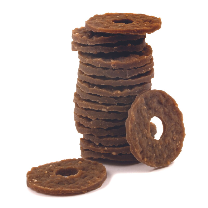 PetSafe Snackring-Spielzeuge Kauringe aus Rohhaut für Hunde - 16 STÜCK braun S