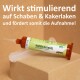 Kakerlaken-Gel-Tube auf einer Holzoberfläche, beschriftet mit "Wirkst stimulierend auf Schaben & Kakerlaken" mit Anwendungshinweisen.
