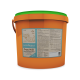 Oranger Eimer mit "Welpenmilch" für Welpen, 2,5 kg, mit Nährwertangaben und Zutaten auf dem Etikett.