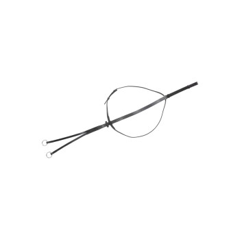 Schwarzes Leder-Hundegeschirr mit zwei Metallringen, entworfen für eine sichere Befestigung und Komfort.