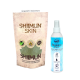 Ein Paket Shiimun Skin Tiernahrungsergänzung und eine Flasche Shampoo Care, beide mit natürlichen Inhaltsstoffen und feuchtigkeitsspendenden Eigenschaften.