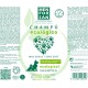 Umweltfreundliches Hundeshampoo mit der Aufschrift "Champú ecológico" mit Anwendungshinweisen, das betont, dass es sehr sanft und für Hunde und Welpen geeignet ist.