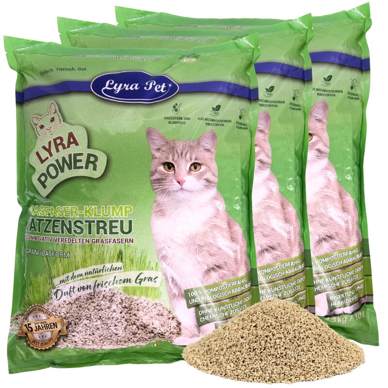 Lyra Pet Lyra Power Grasfaser Katzenstreu klumpend 30l
