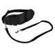 Black pet training belt with pockets and a bungee leash attachment, designed for hands-free walking or running with dogs.