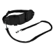 Black pet training belt with pockets and a bungee leash attachment, designed for hands-free walking or running with dogs.