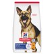 Bag of Hill's Science Plan Mature Adult 6+ dog food with a German Shepherd and text about benefits and chicken flavor.