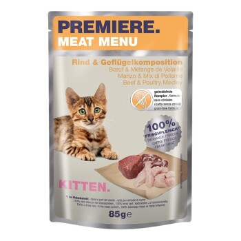 Meat Menu pour chatons, 12 x 85 g Rind et Geflügelkomposition 12x85 g