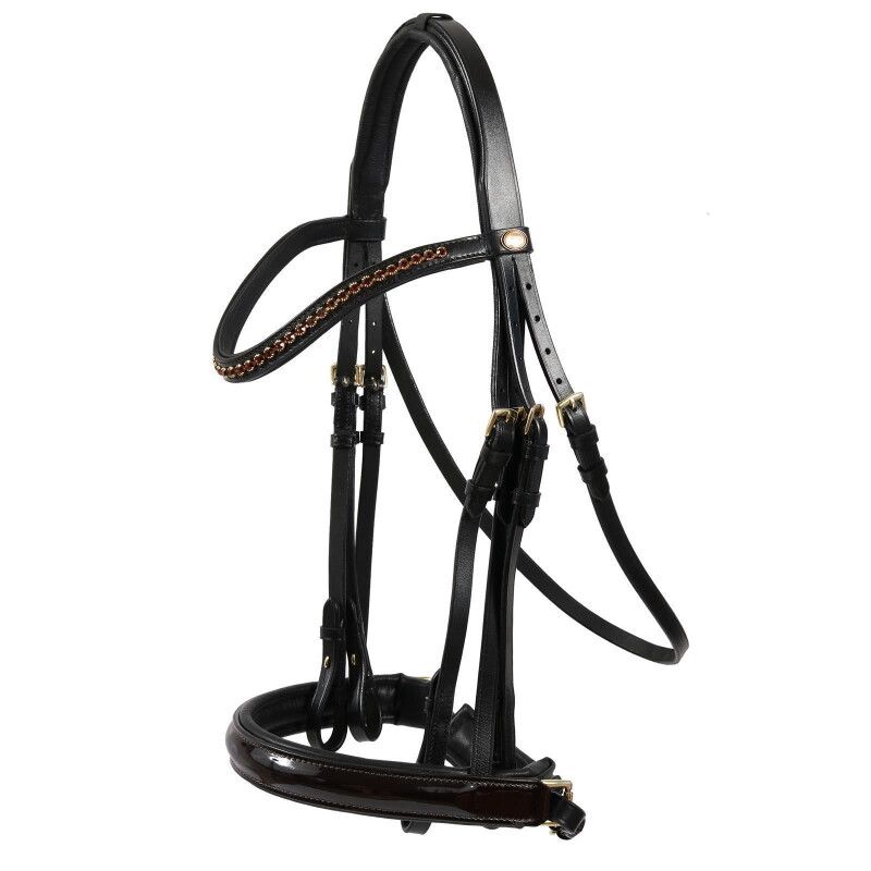 Hans Melzer Horse Equipment Hans Melzer Kandare Krusemark schwarz/braun messing LACK Pony
