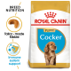 Royal Canin Puppy Cocker dog food bag featuring tailored kibble and immune system support graphics.