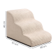Beige gerippte dreistufige Haustiertreppe mit wellenförmigen Seiten, Maße mit 40 cm und 57 cm auf hellem Hintergrund beschriftet.