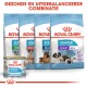 Vier zakken Royal Canin "Starter Mother & Babydog" hondenvoer in verschillende maten en een blik, met "Gezonde en uitgebalanceerde combinatie."