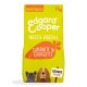 Sac de nourriture pour chiens de la marque Edgard Cooper, 7 kg, avec un fond jaune vif, étiqueté "Recette Végétale," et des saveurs "Carotte & Courgette."