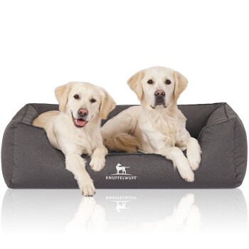 Orthopädisches Wasserabweisendes Hundebett Leon aus Velours mit Handwebcharakter anthrazit XXXL