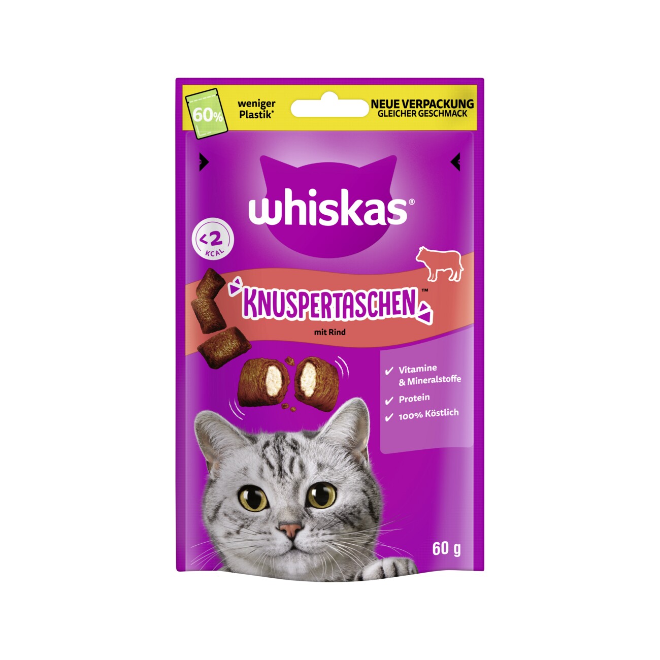 Whiskas Friandises , Pockets Croquantes Bœuf 6x60 g