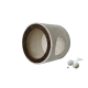 Ein plüschiger, zylindrischer Katzentunnel in Creme mit einem braunen Rand, begleitet von zwei kleinen, seilüberzogenen Bällen.