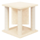 Ein beiger Katzenbaum mit quadratischer Oberseite und zwei strukturierten Kratzpfosten, entworfen für das Spielen und Entspannen von Katzen.