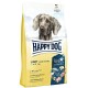 Happy Dog Light Hundefutterbeutel (11 kg) mit einer grauen Hundillustration, beschriftet mit "Kalorienkontrolle", das 40 % weniger Fett und hohen Ballaststoffgehalt hervorhebt.