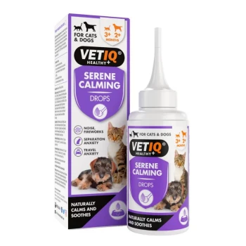VETIQ Serene-UM Drops calming solution for cats and dogs, 100 ml. Recommended for separation anxiety, noise phobias, and hyperactivity.