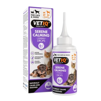 VETIQ Serene-UM Drops calming solution for cats and dogs, 100 ml. Recommended for separation anxiety, noise phobias, and hyperactivity.