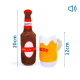 Plüsch-Hundespielzeuge in Form einer 20 cm Bierflasche mit Aufschrift „Nobleza Pets“ und einem 12 cm Bierkrug mit Text „Cheers!“.