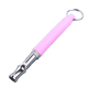 Eine rosa Hundepfeife mit Metallspitze und Schlüsselringbefestigung, entworfen für das Training von Haustieren.