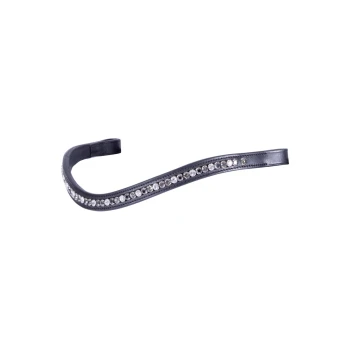 Schwarzes Leder-Haustierhalsband, verziert mit funkelnden Strasssteinen in der Mitte, das ein stilvolles und elegantes Design zeigt.