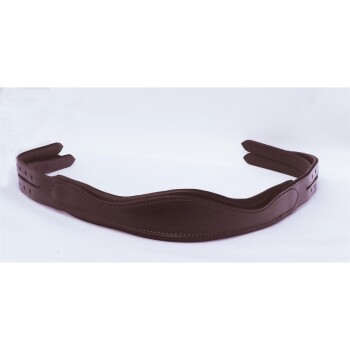 Brauner Lederhundehalsband mit geschwungenem Design und mehreren Einstelllöchern für die Größe.