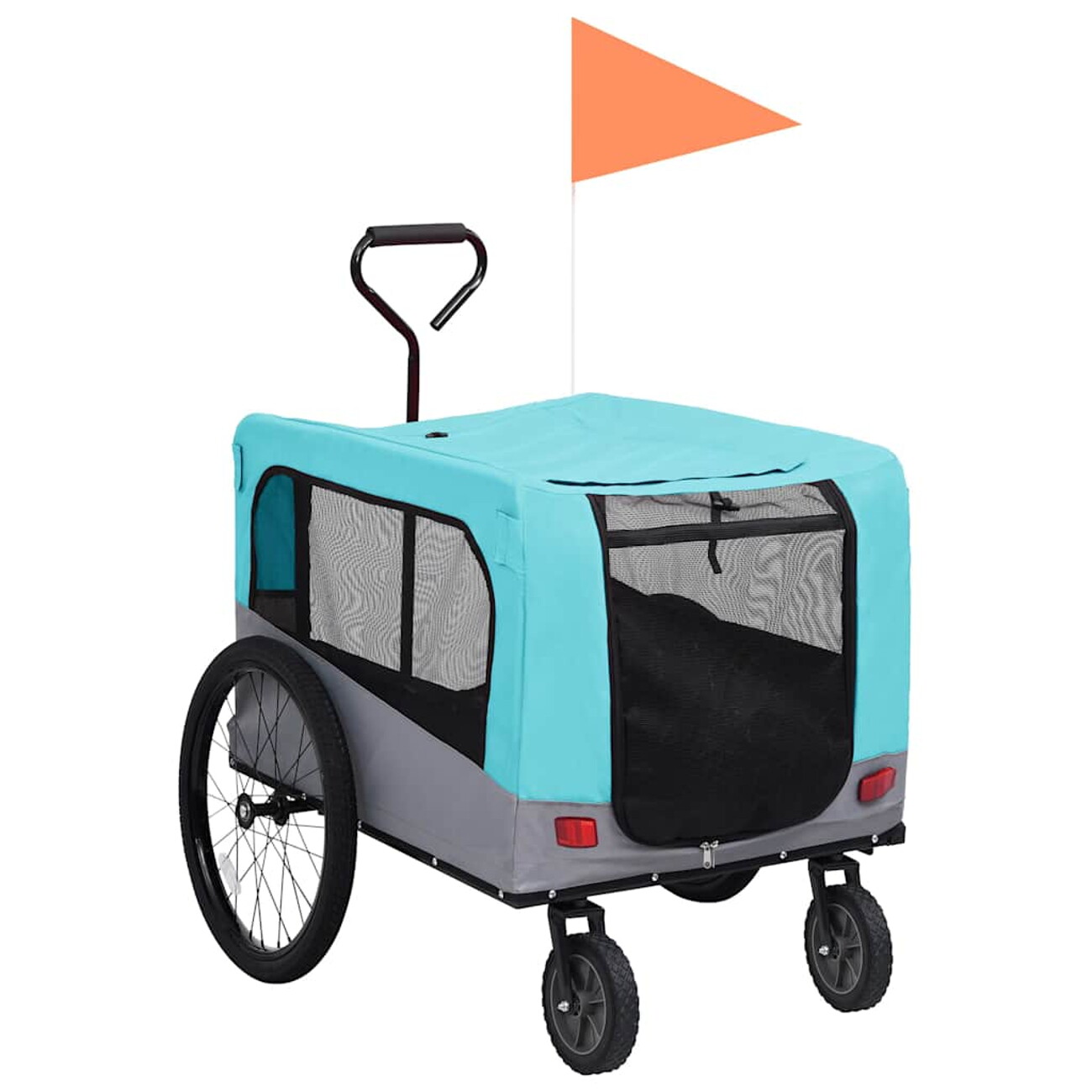 Vidaxl Blau 2-In-1 Fahrradanhänger Für Hunde Und Buggy Und Grau - Image 3