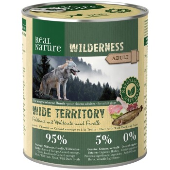 WILDERNESS Adult Wide Territory lièvre, canard sauvage et truite 6x800 g
